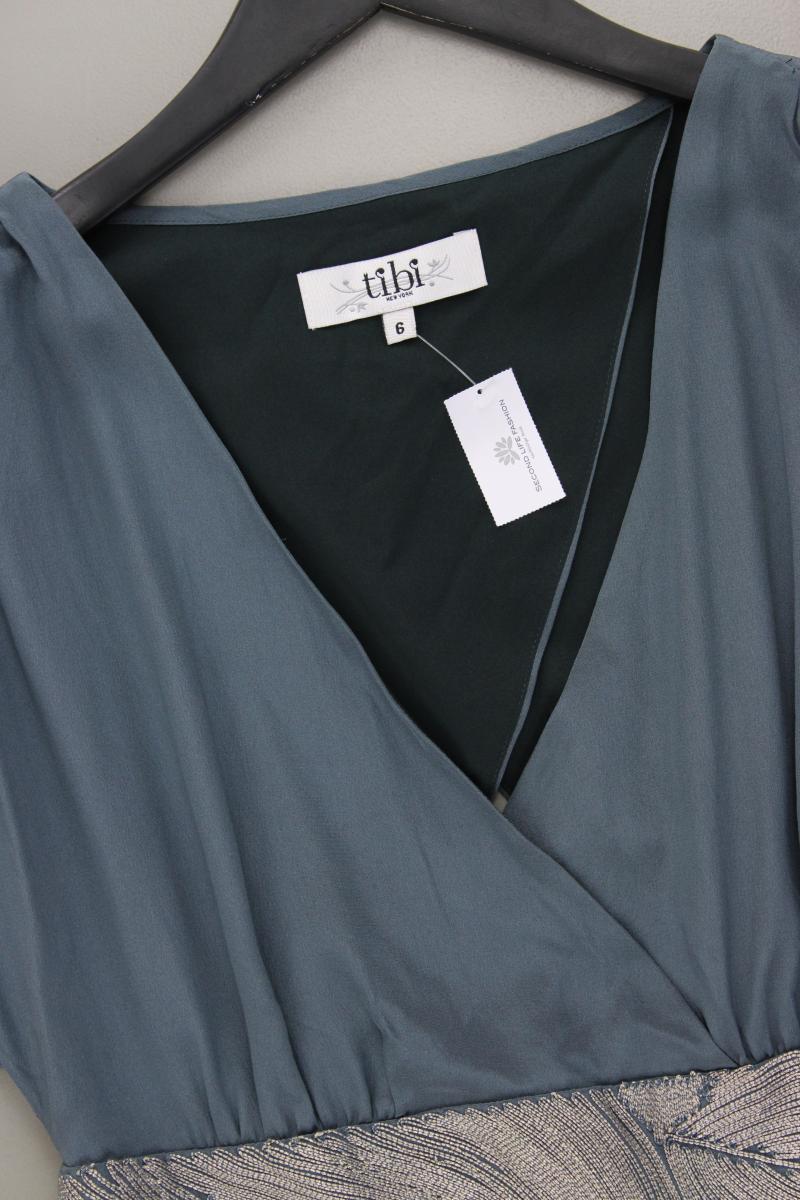 Tibi New York Seidenkleid Gr. US 6 (S) Kurzarm grau