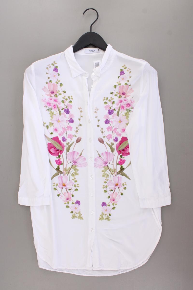 Reserved Classic Bluse Gr. L mit Blumenmuster 3/4 Ärmel weiß aus Viskose