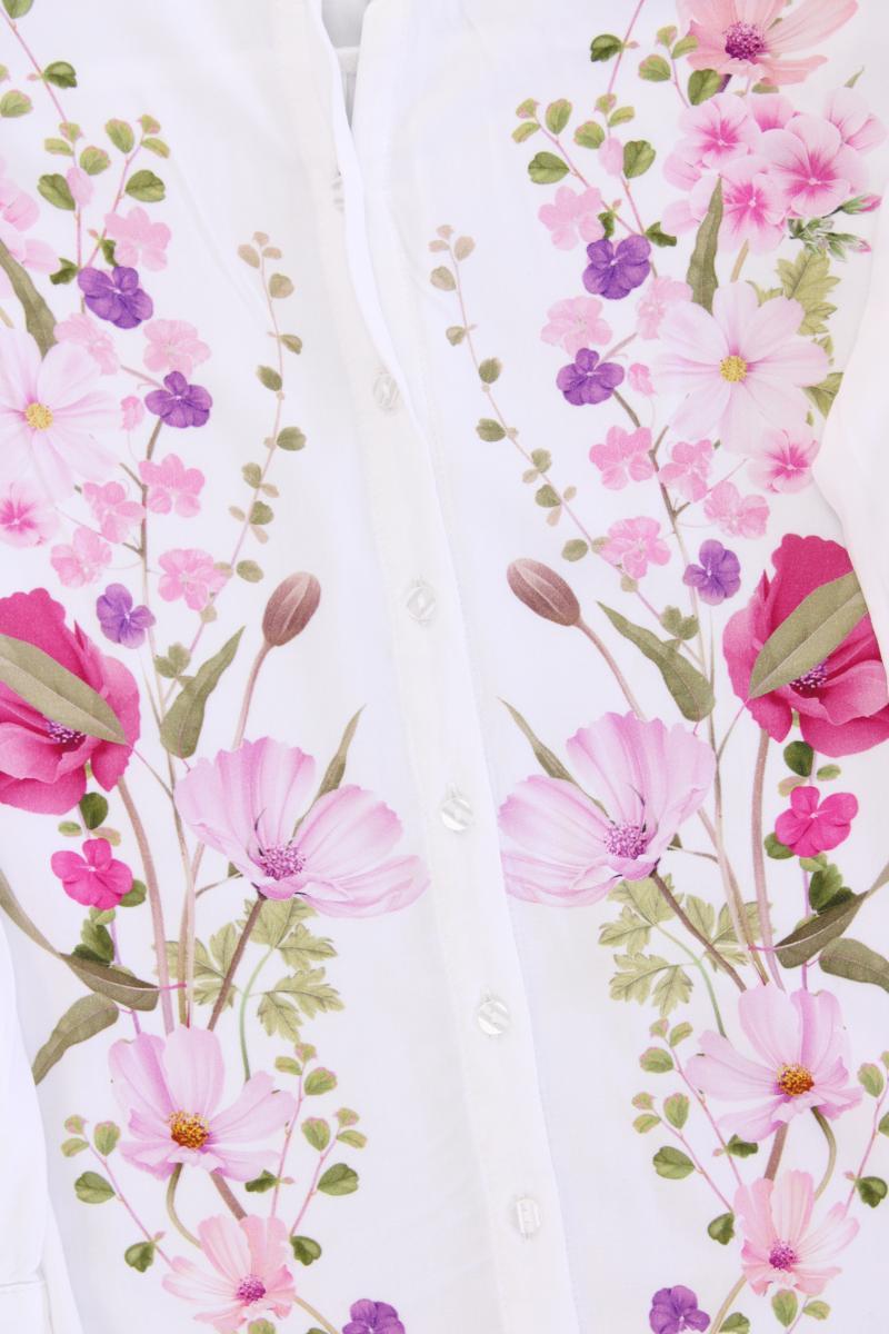 Reserved Classic Bluse Gr. L mit Blumenmuster 3/4 Ärmel weiß aus Viskose