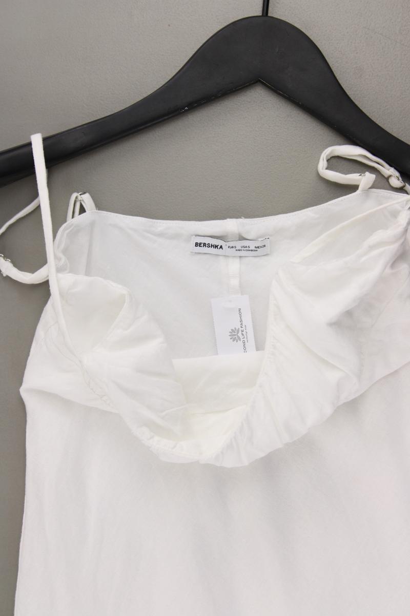 Bershka Trägerkleid Gr. XS weiß aus Baumwolle