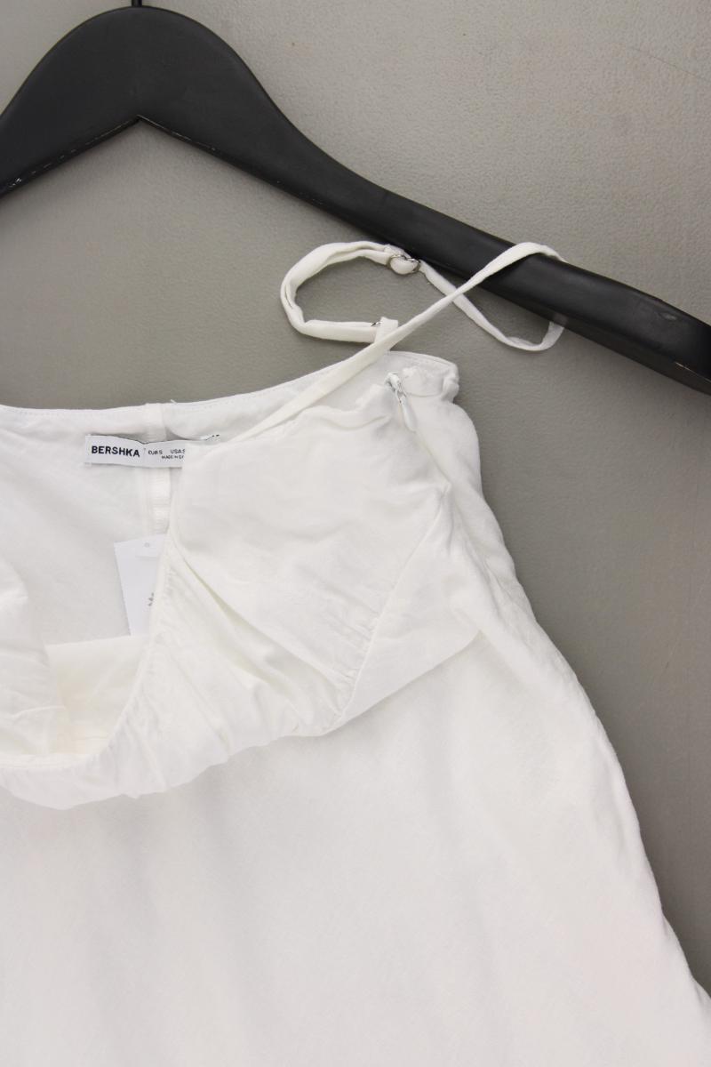 Bershka Trägerkleid Gr. XS weiß aus Baumwolle