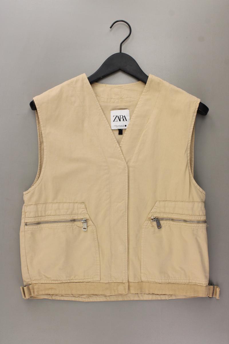 Zara Regular Weste Gr. XS creme aus Baumwolle