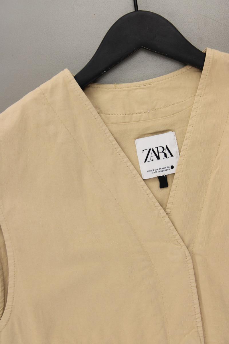 Zara Regular Weste Gr. XS creme aus Baumwolle