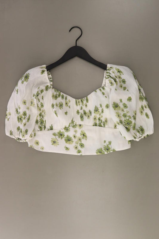 Abercrombie & Fitch Crop Bluse Gr. L mit Blumenmuster 3/4 Ärmel weiß