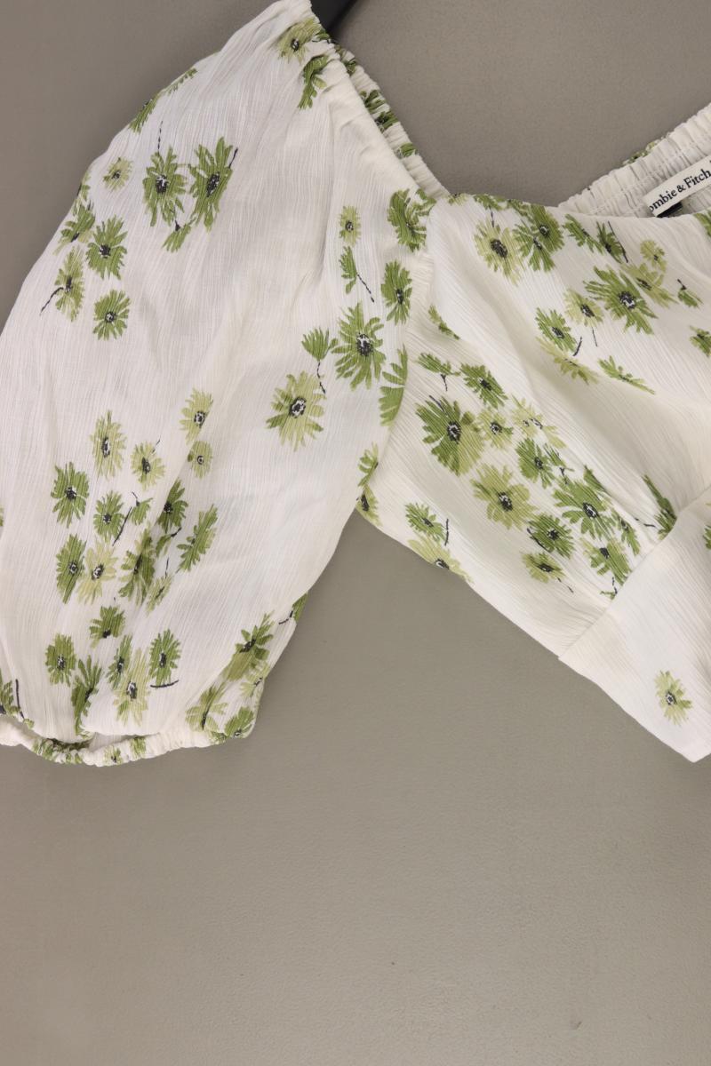 Abercrombie & Fitch Crop Bluse Gr. L mit Blumenmuster 3/4 Ärmel weiß