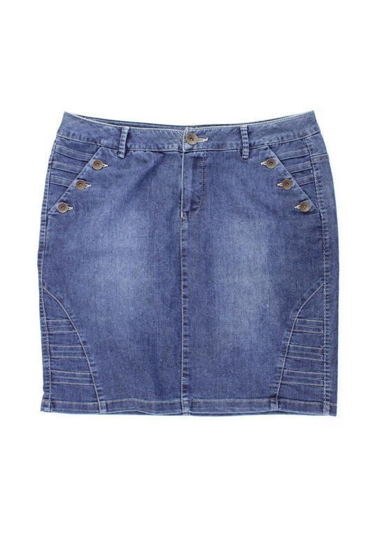 dreamstar Jeansrock Gr. 40 blau aus Baumwolle
