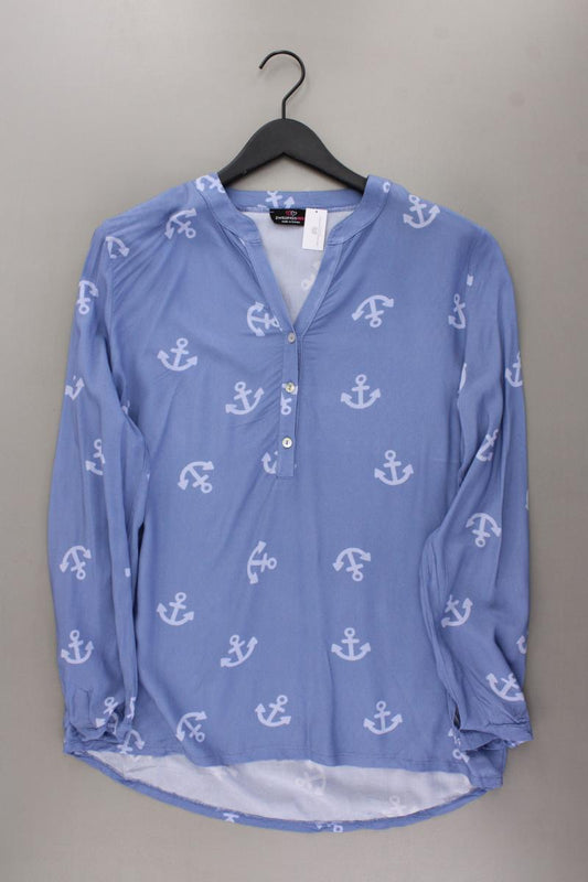 Zwillingsherz Bluse mit Ankermuster Gr. M Langarm blau aus Viskose