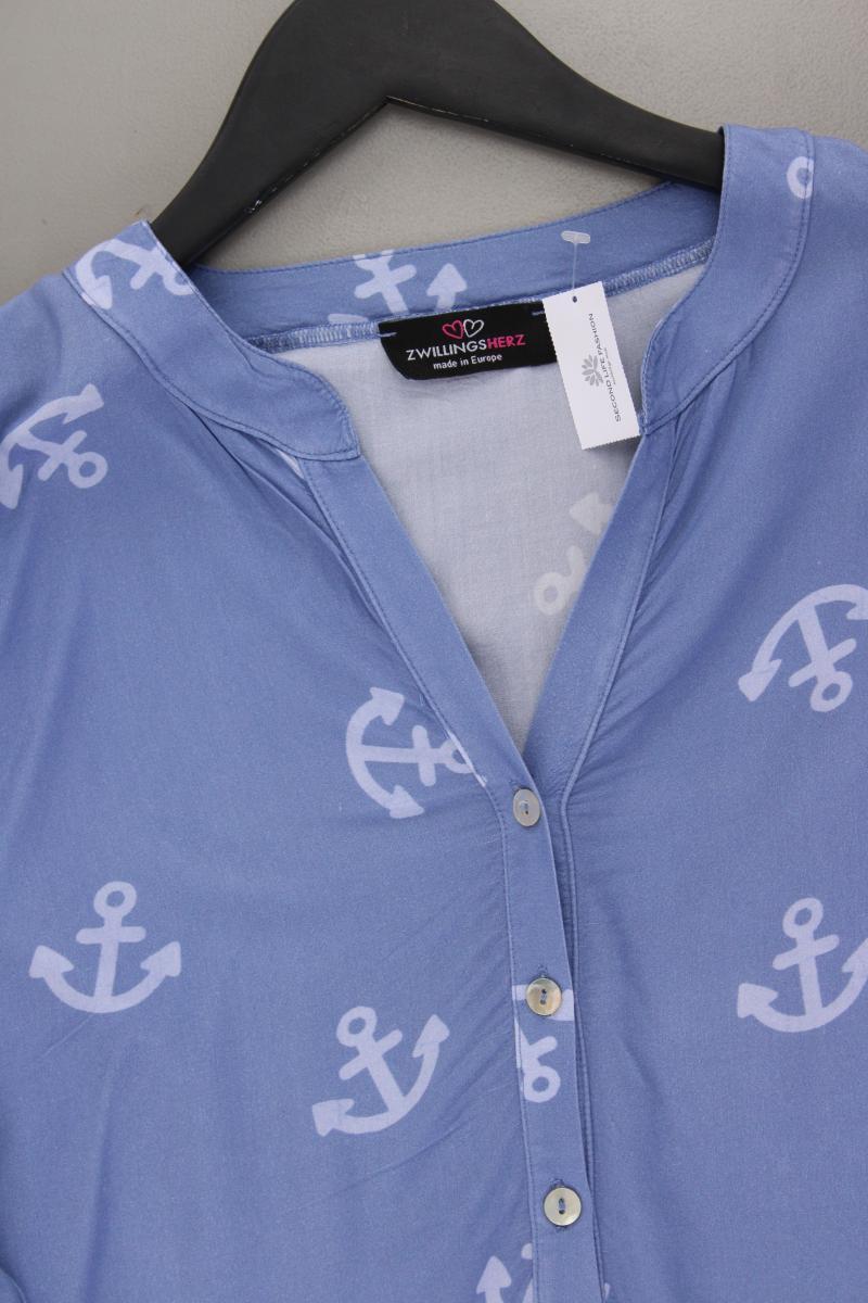 Zwillingsherz Bluse mit Ankermuster Gr. M Langarm blau aus Viskose