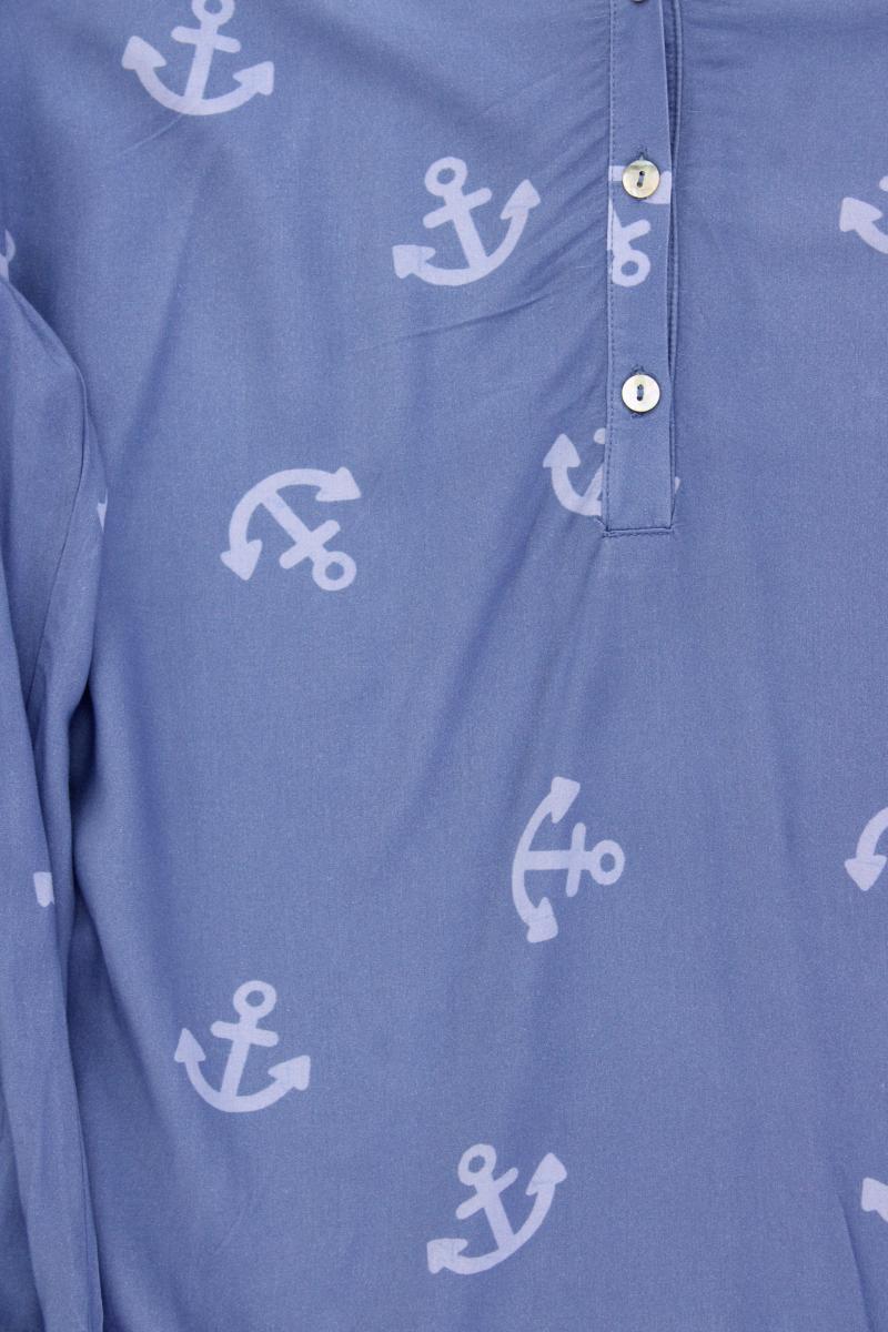 Zwillingsherz Bluse mit Ankermuster Gr. M Langarm blau aus Viskose