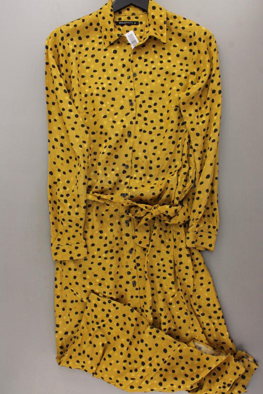 Expresso Langarmkleid Gr. 38 gepunktet neuwertig mit Gürtel gelb aus Viskose