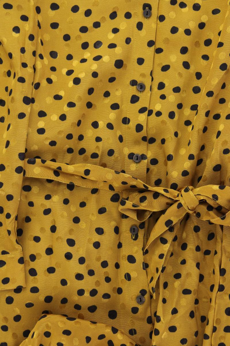 Expresso Langarmkleid Gr. 38 gepunktet neuwertig mit Gürtel gelb aus Viskose