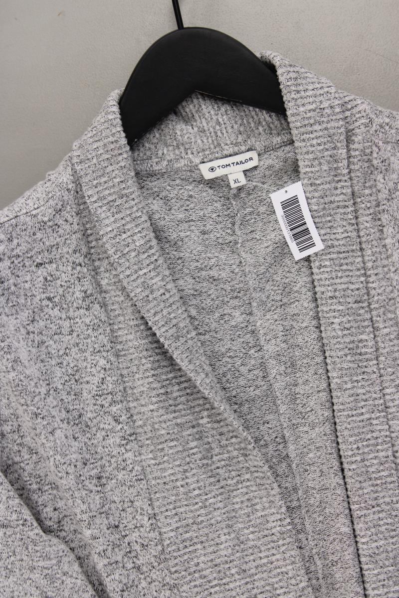 Tom Tailor Strickjacke Gr. XL Langarm grau aus Viskose