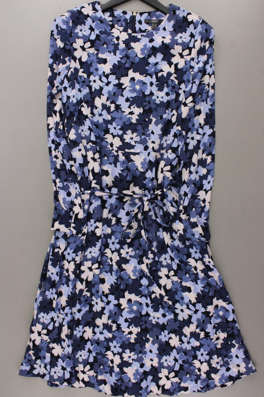 Esprit Langarmkleid Gr. 38 mit Blumenmuster mit Gürtel blau aus Viskose