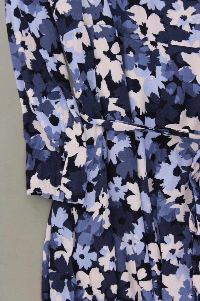 Esprit Langarmkleid Gr. 38 mit Blumenmuster mit Gürtel blau aus Viskose
