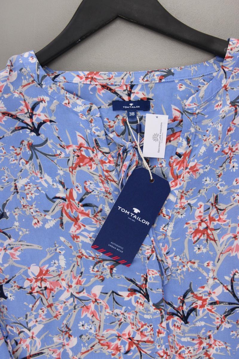 Tom Tailor Langarmbluse Gr. 38 mit Blumenmuster neu mit Etikett blau aus Viskose