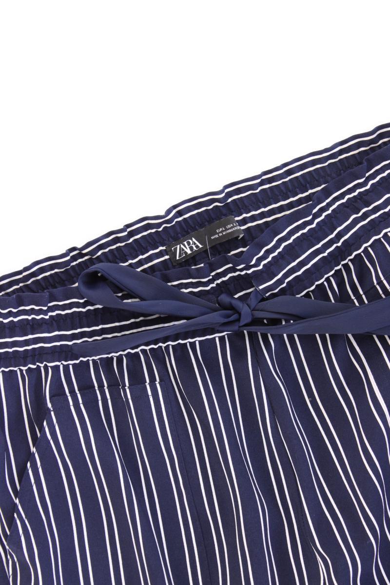 Zara Stoffhose Gr. L gestreift blau aus Polyester