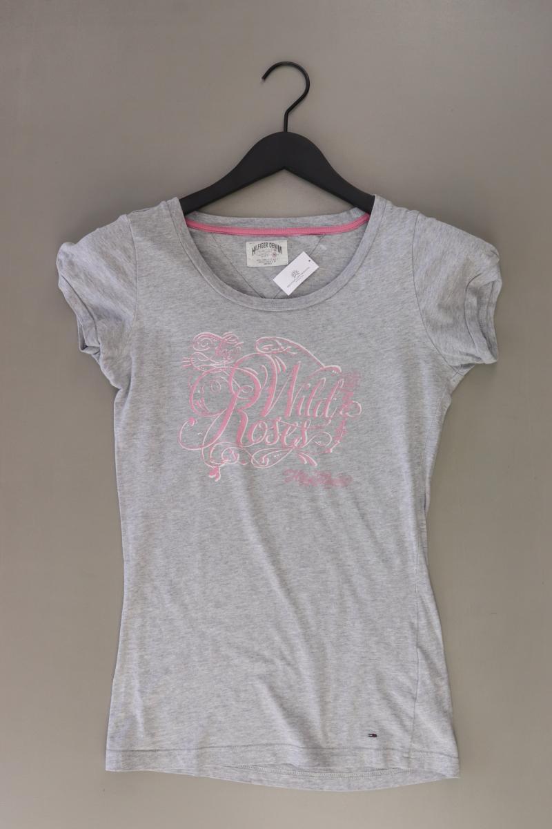 Hilfiger Denim Printshirt Gr. S Kurzarm grau aus Baumwolle
