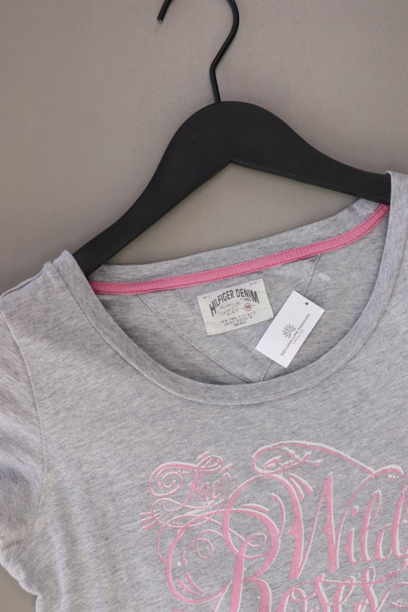 Hilfiger Denim Printshirt Gr. S Kurzarm grau aus Baumwolle