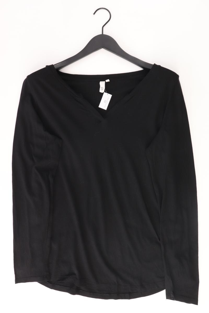 QS by s.Oliver Shirt mit V-Ausschnitt Gr. XXL Langarm schwarz aus Baumwolle
