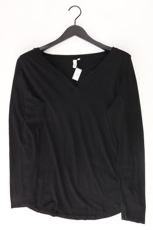 QS by s.Oliver Shirt mit V-Ausschnitt Gr. XXL Langarm schwarz aus Baumwolle