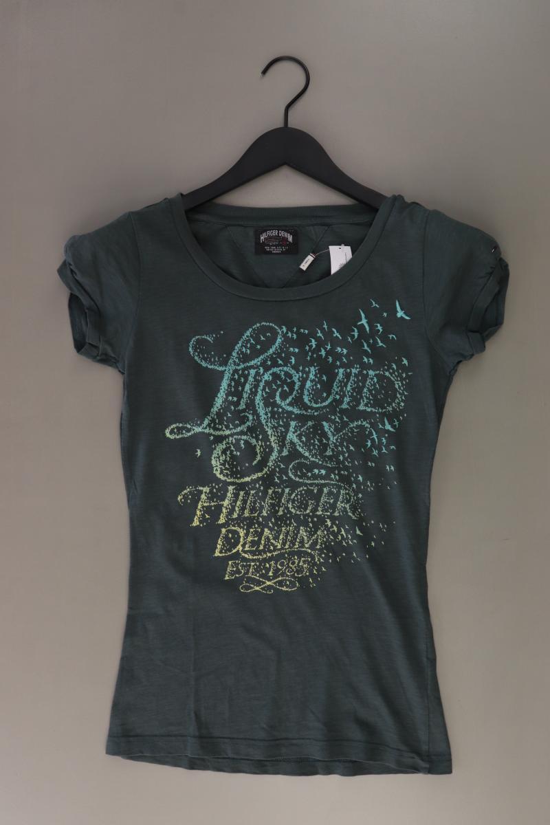 Hilfiger Denim Printshirt Gr. S Kurzarm olivgrün aus Baumwolle