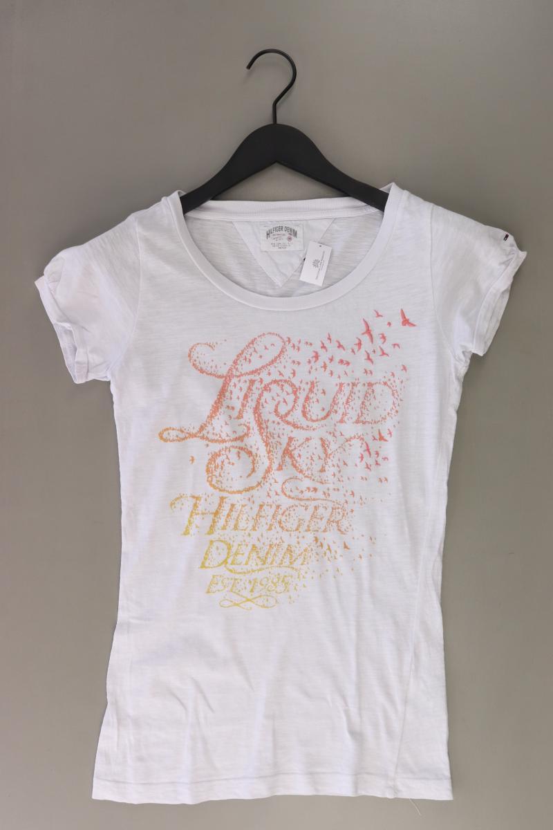 Hilfiger Denim Printshirt Gr. S Kurzarm weiß aus Baumwolle