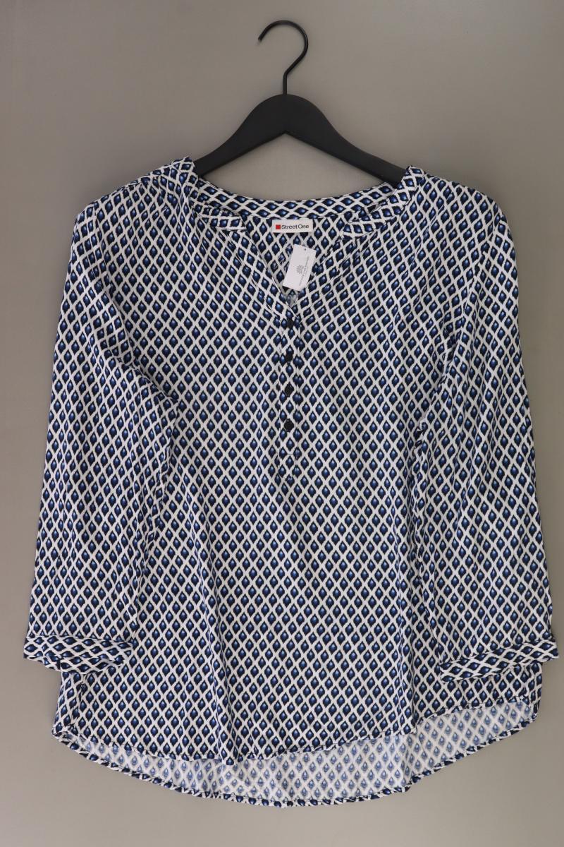 Street One Oversize-Bluse Gr. 42 mit Rautenmuster 3/4 Ärmel blau