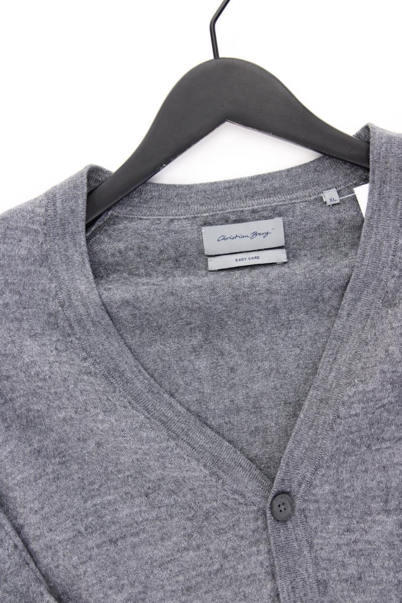 Christian Berg Cardigan mit Wolle für Herren Gr. XL Langarm grau