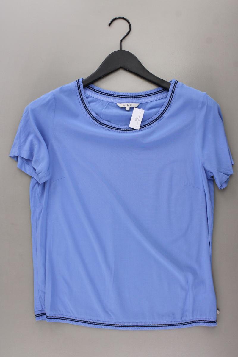 Sandwich_ Kurzarmbluse Gr. 34 blau aus Viskose