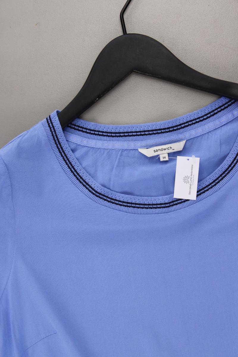 Sandwich_ Kurzarmbluse Gr. 34 blau aus Viskose