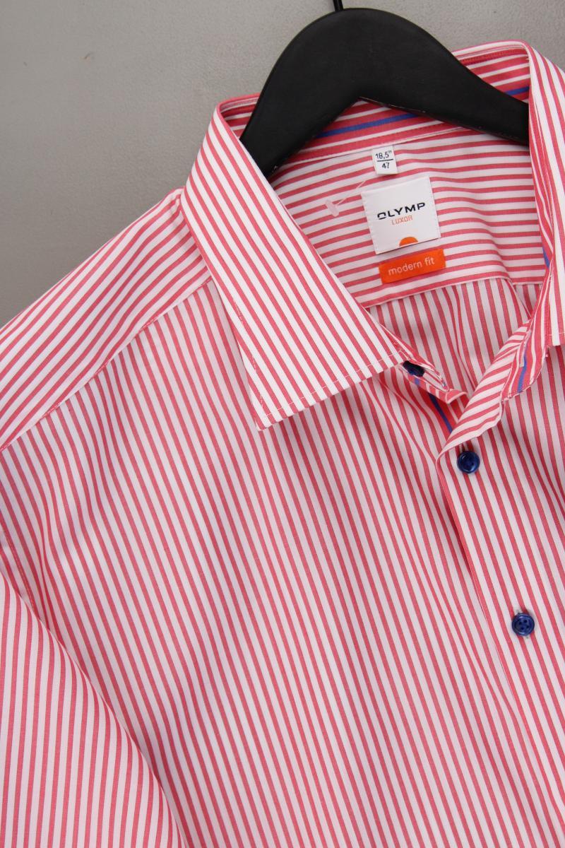 Olymp Kurzarmhemd für Herren Gr. Hemdgröße 47 gestreift rot aus Baumwolle