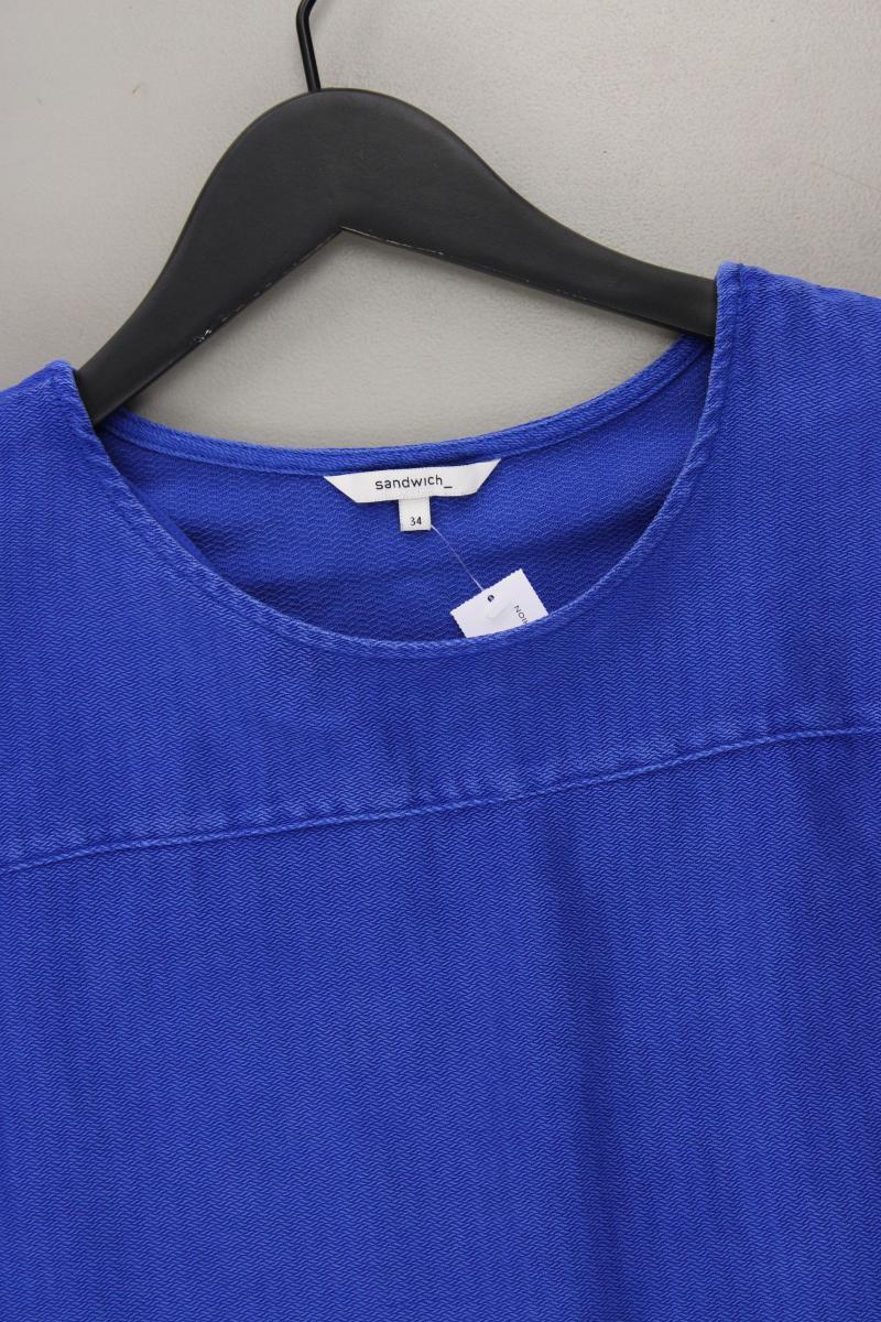 Sandwich_ Kurzarmbluse Gr. 34 blau aus Lyocell