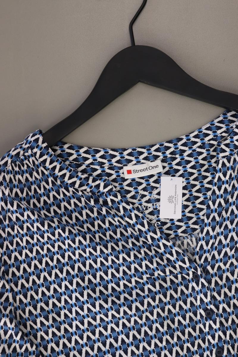Street One Regular Bluse Gr. 44 mit Rautenmuster 3/4 Ärmel blau