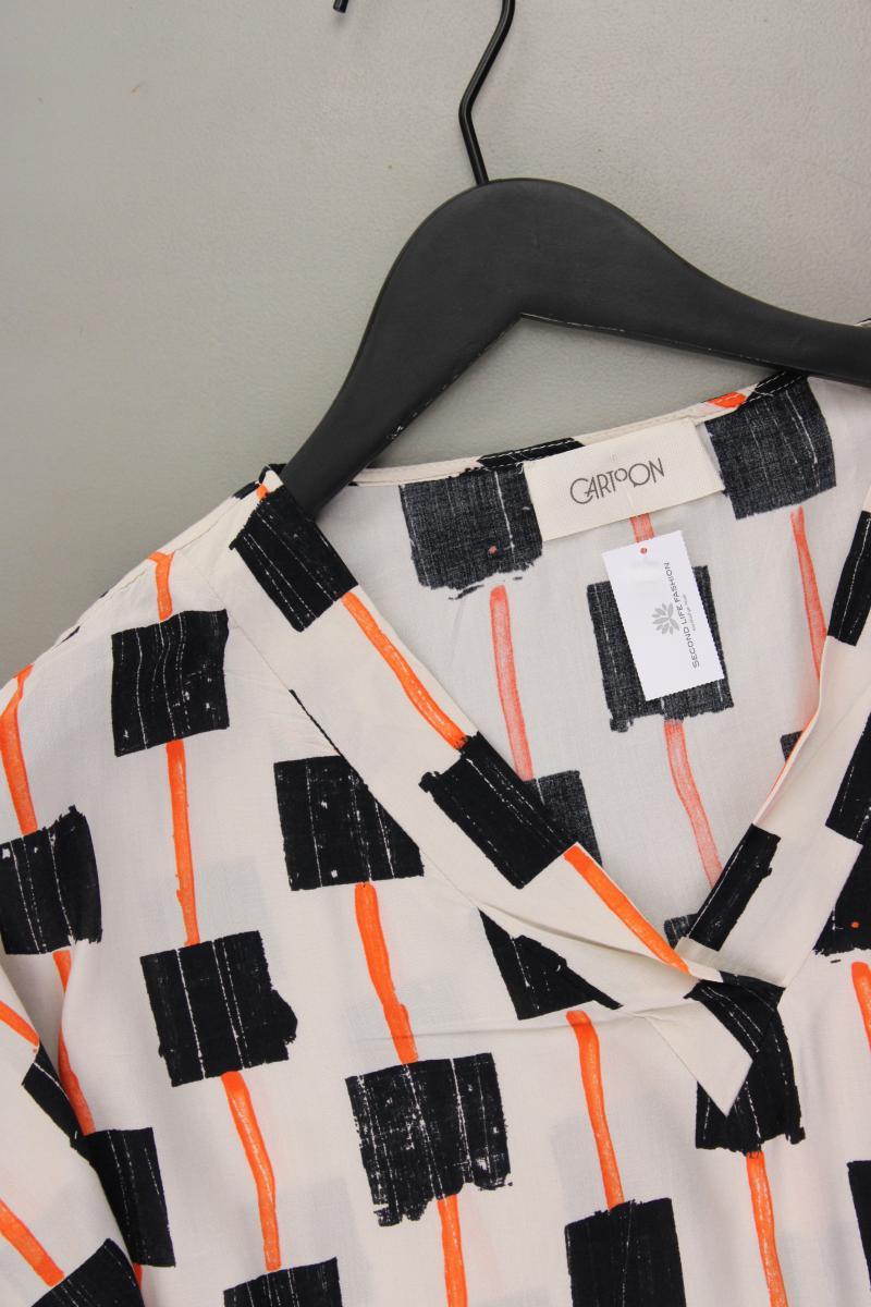 Cartoon Kurzarmbluse Gr. 38 geometrisches Muster creme aus Viskose