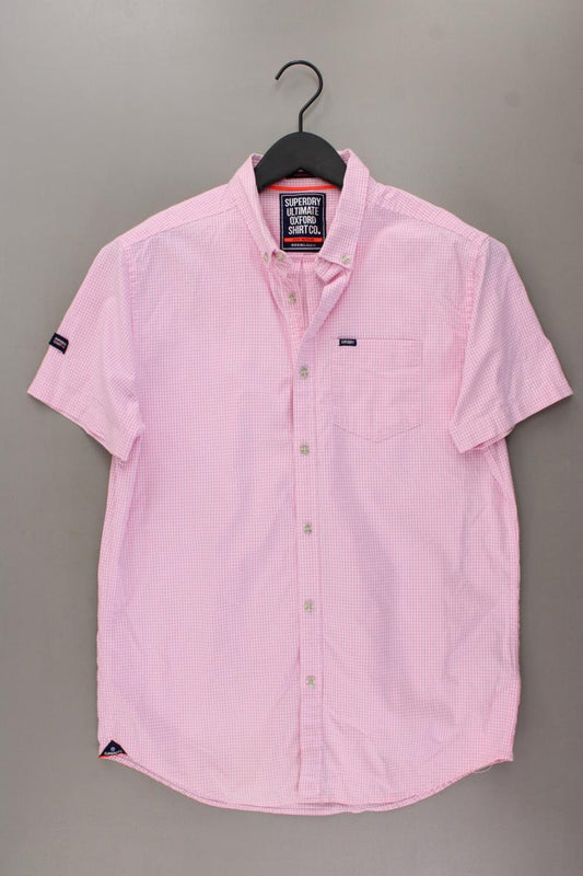 Superdry Karohemd für Herren Gr. M kariert Kurzarm rosa aus Baumwolle