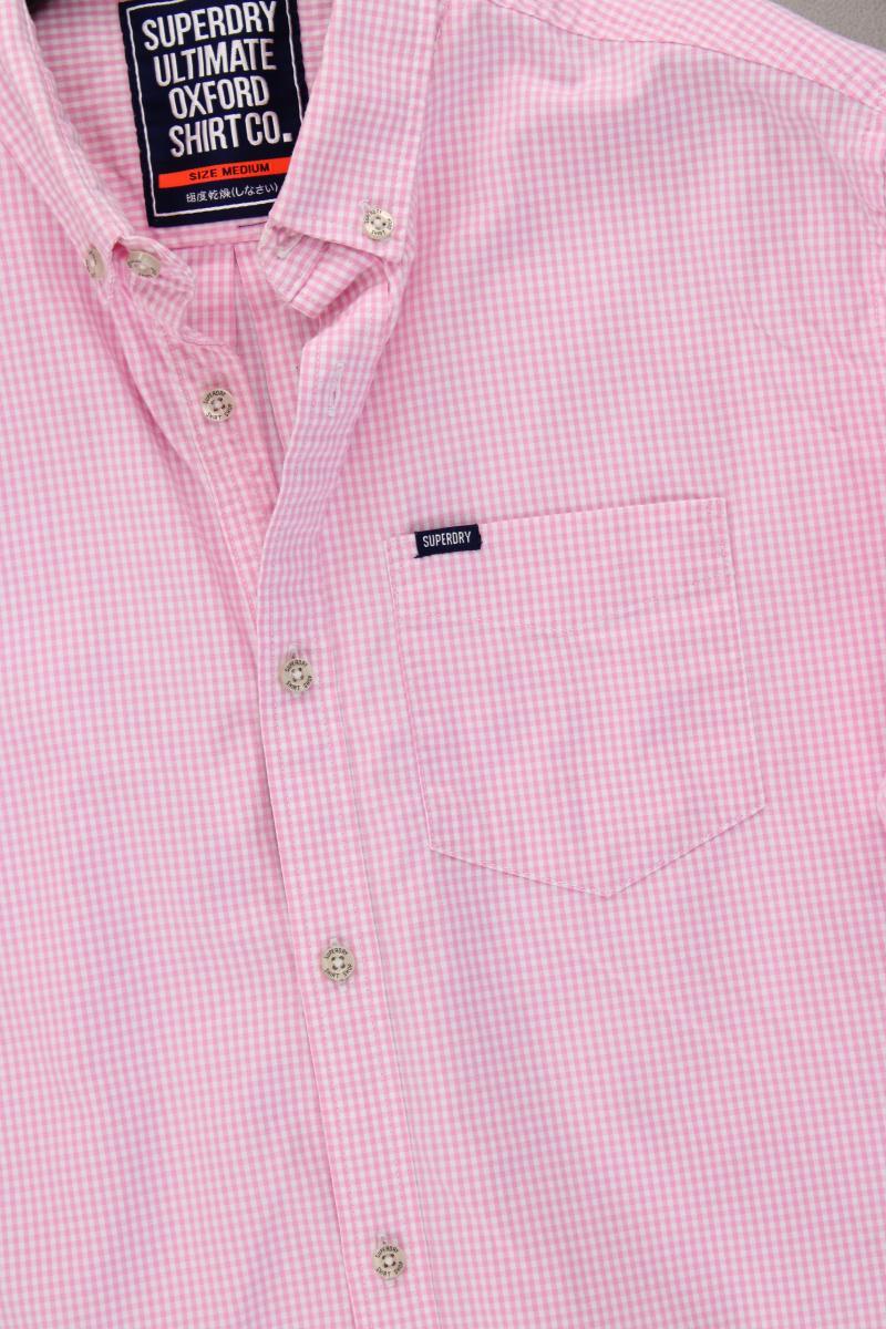 Superdry Karohemd für Herren Gr. M kariert Kurzarm rosa aus Baumwolle