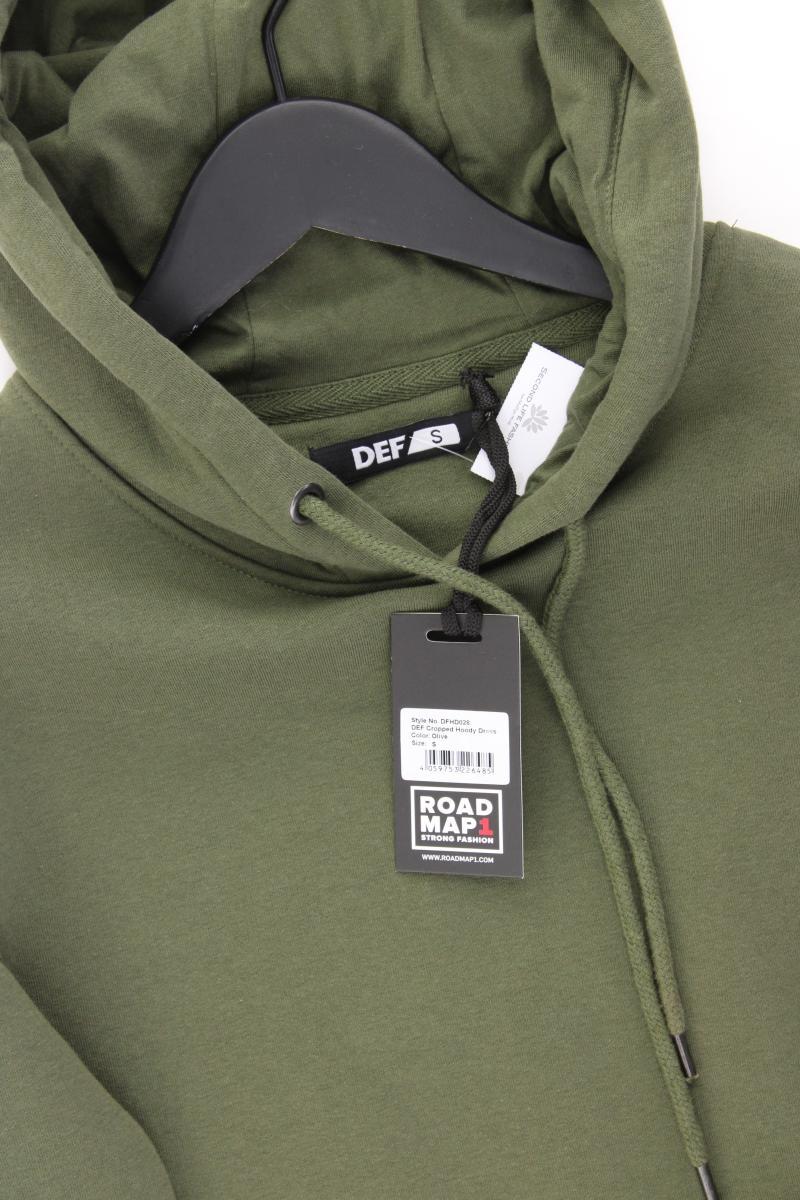 DEF CLOTHING Kapuzenkleid Gr. S neu mit Etikett Langarm olivgrün aus Baumwolle