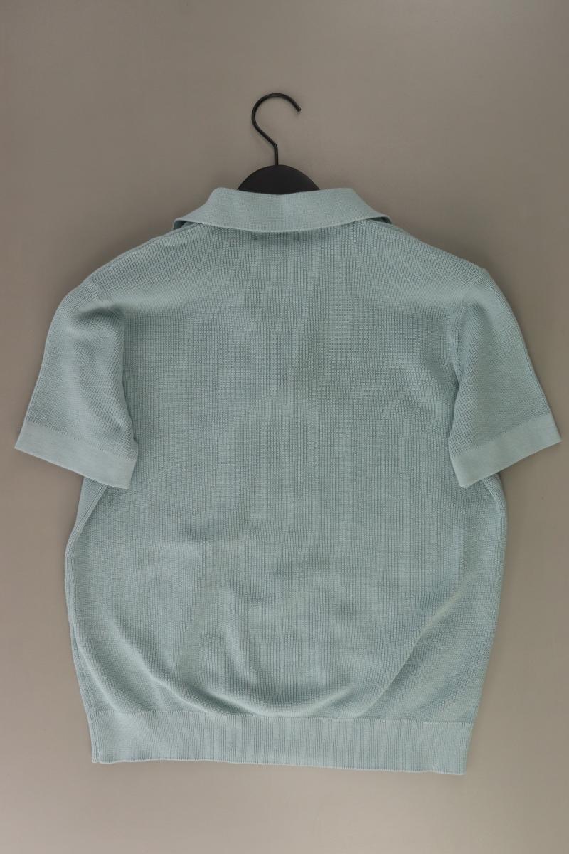 Zara Strickshirt für Herren Gr. M Kurzarm blau aus Baumwolle