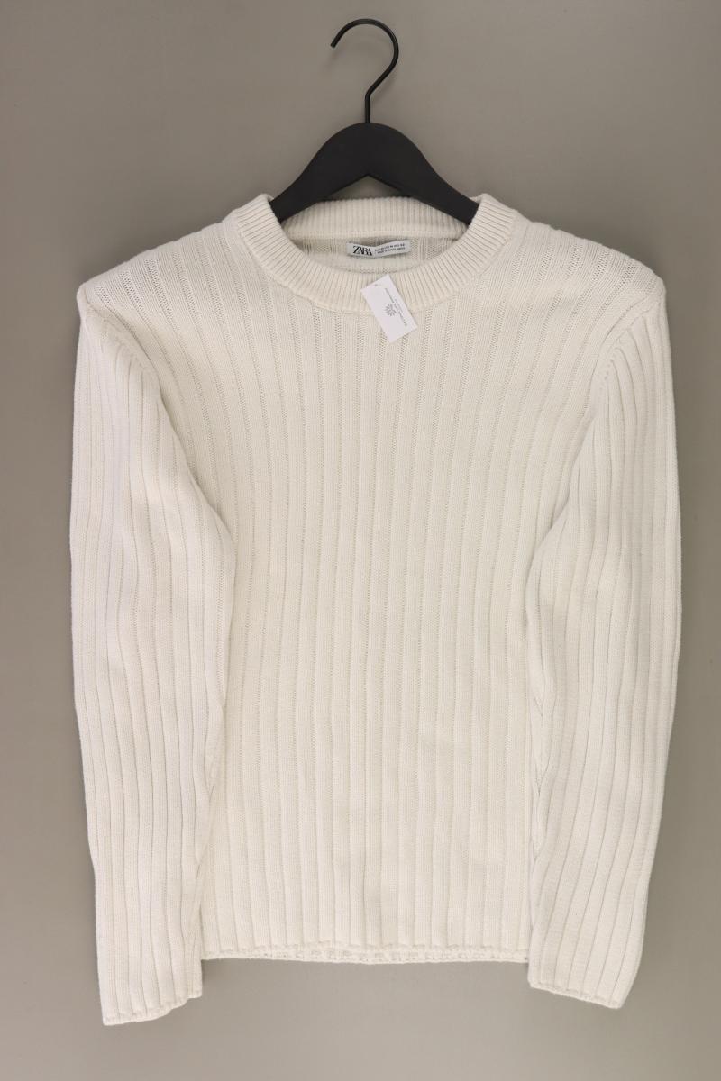 Zara Feinstrickpullover für Herren Gr. M creme aus Baumwolle