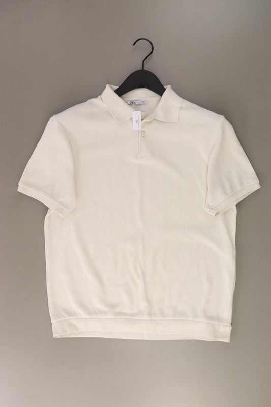 Zara Poloshirt für Herren Gr. M Kurzarm creme aus Polyester