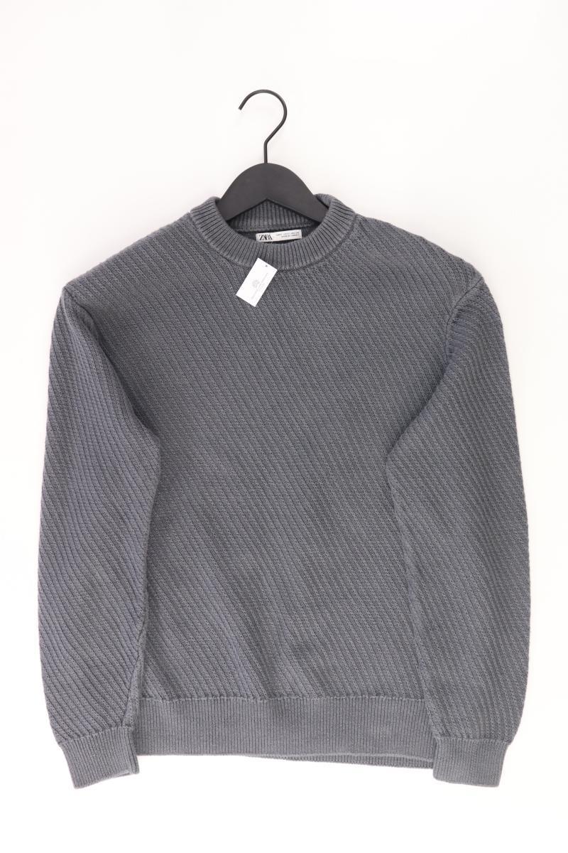 Zara Feinstrickpullover für Herren Gr. S grau aus Baumwolle