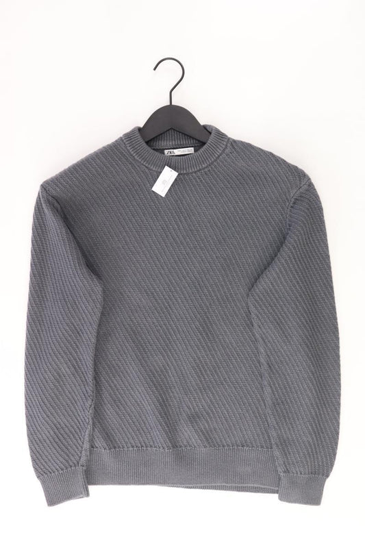 Zara Feinstrickpullover für Herren Gr. S grau aus Baumwolle