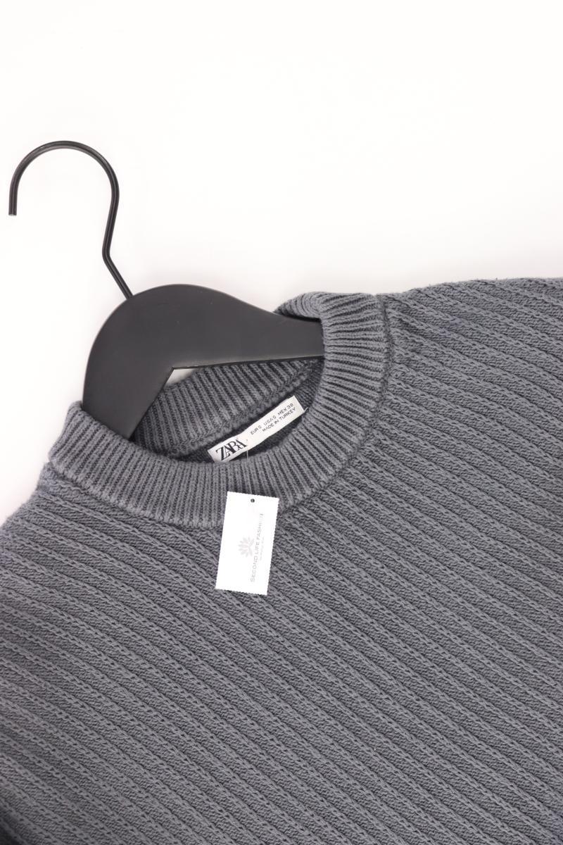 Zara Feinstrickpullover für Herren Gr. S grau aus Baumwolle