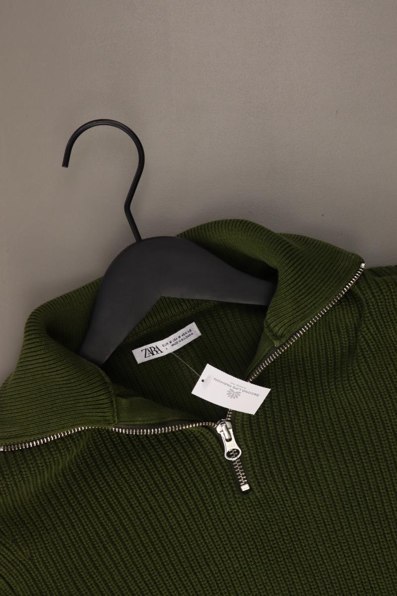 Zara Grobstrickpullover für Herren Gr. M grün aus Baumwolle