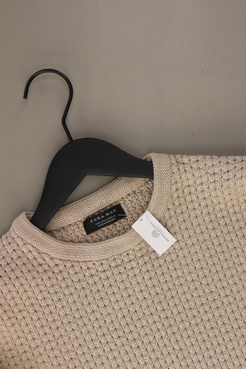 Zara Feinstrickpullover für Herren Gr. L braun aus Baumwolle