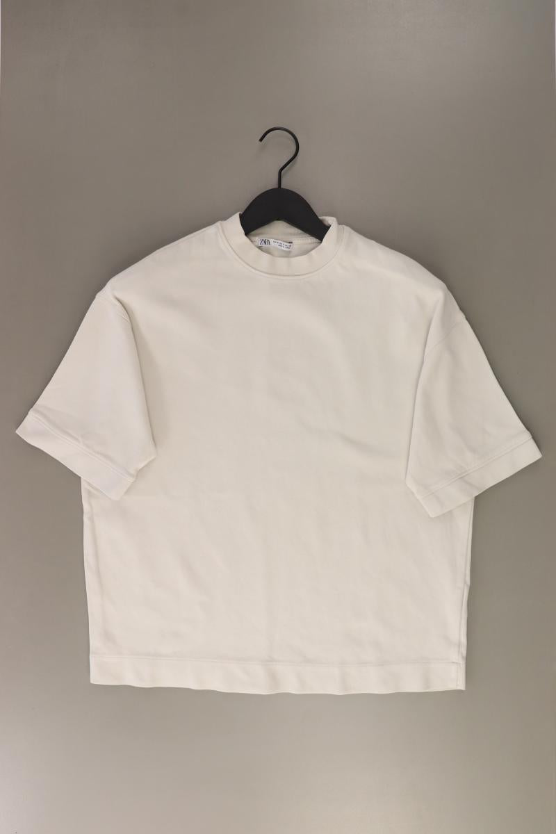 Zara T-Shirt für Herren Gr. S Kurzarm creme aus Baumwolle