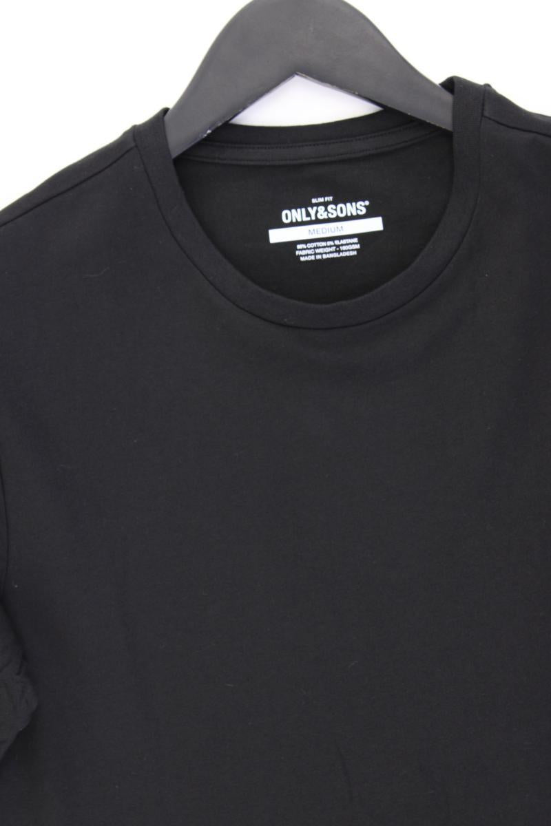 ONLY & SONS T-Shirt für Herren Gr. M neuwertig Kurzarm schwarz aus Baumwolle