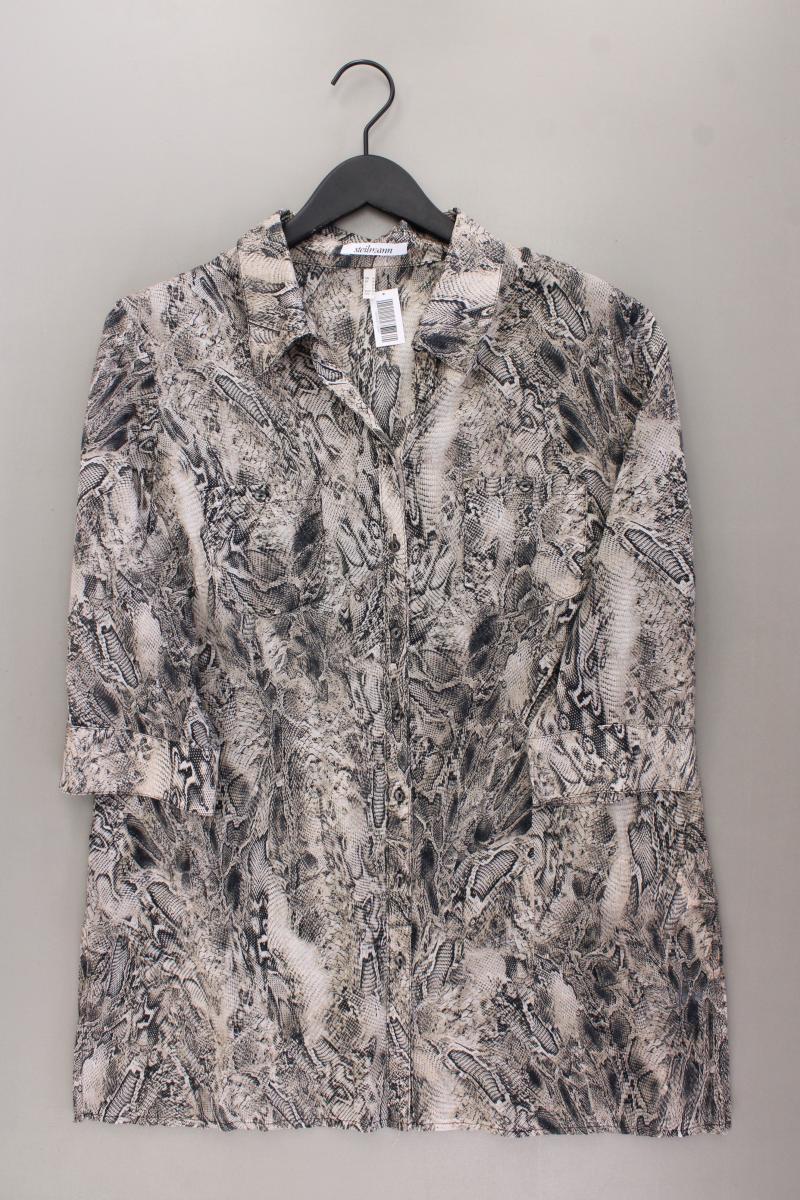 Steilmann Classic Bluse Gr. 46 mit Tierdruck 3/4 Ärmel grau aus Baumwolle