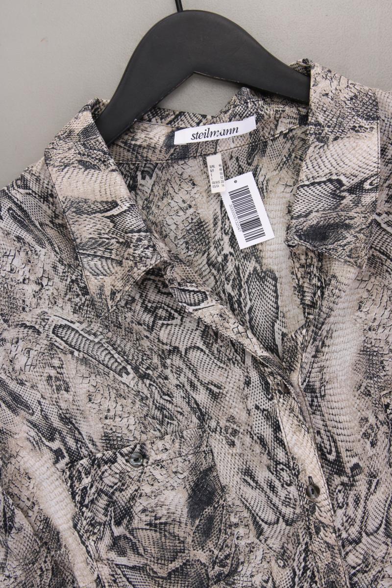 Steilmann Classic Bluse Gr. 46 mit Tierdruck 3/4 Ärmel grau aus Baumwolle