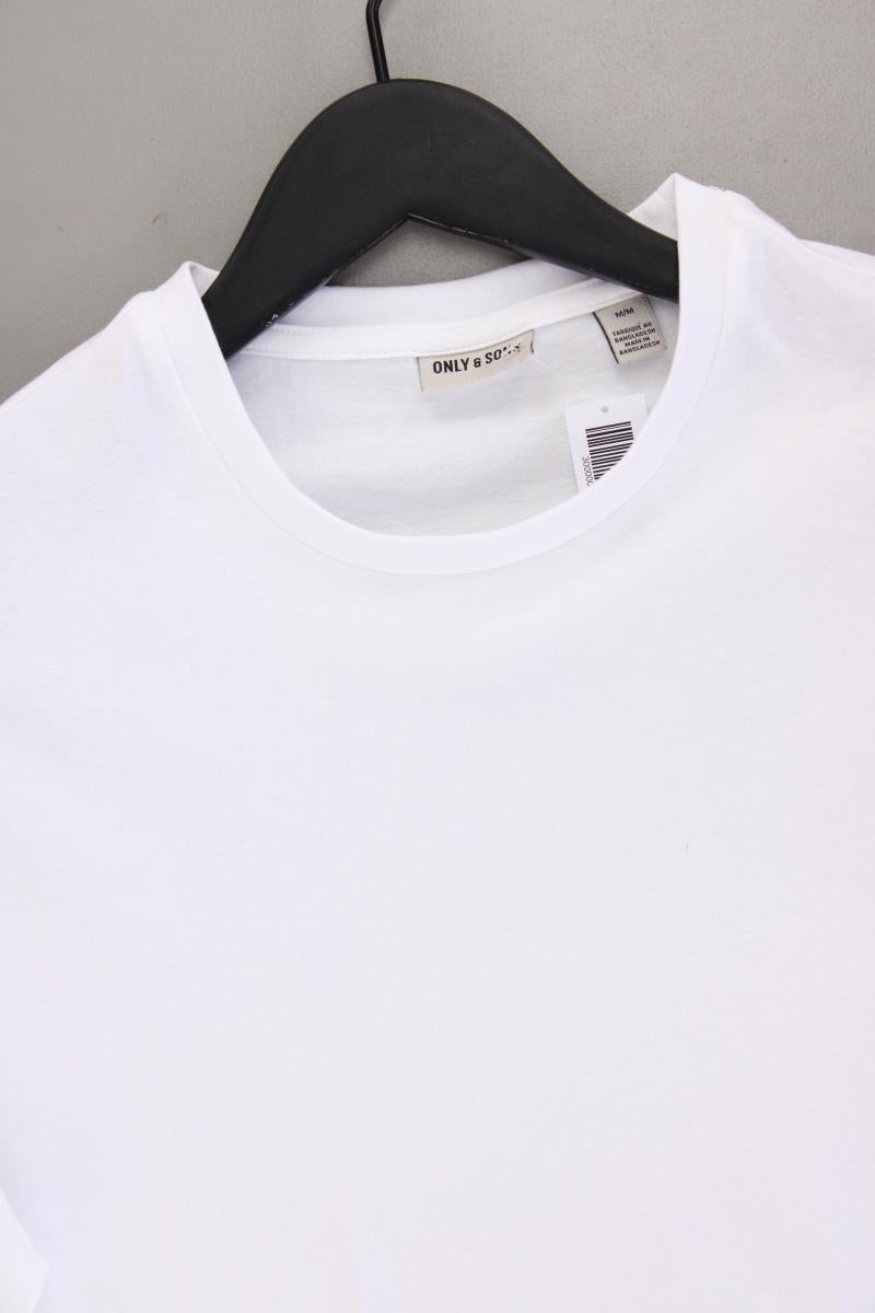 ONLY & SONS T-Shirt für Herren Gr. M Kurzarm weiß aus Baumwolle
